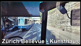 Mit dem Tram vom Bellevue zum Kunsthaus fahren  Stadt Zürich  Schweiz 2024 [upl. by Oimetra]