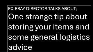 One strange tip for eBay sellers on how to store and track their itemsinventory [upl. by Rollet]