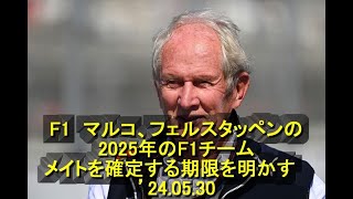 F1 レッドブルの責任者、フェルスタッペンの2025年のF1チームメイトを確定する期限を明かす ’24 05 30 [upl. by Marleen]