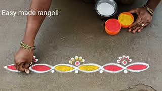 5 Easy daily border rangoli designsside muggulubeautifulnew trendingeasymaderangolicreations [upl. by Briggs]