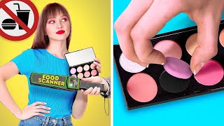 HOW TO SNEAK FOOD  When Food is Your BFF Cool Hacks to Sneak Makeup and Candies by 123 GO Series [upl. by Eecyal915]