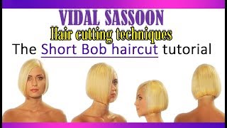 Vidal Sasoon hair cutting techniques  The short bob haircut tutorial [upl. by Floris]