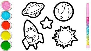 Planet Drawing  Sun Drawing  Rocket Drawing [upl. by Neirual722]