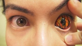 How to Insert And Remove Flames Sclera Contact Lenses Fxeyes [upl. by Yllitnahc]