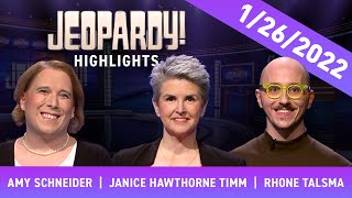 The End of Amy Schneiders 40Game Win Streak  Daily Highlights  JEOPARDY [upl. by Ahsienom]