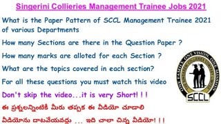 Sccl Management Trainee 2021 Question Paper Pattern explained sccl vidyatv [upl. by Tychonn505]