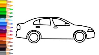 How to Draw Simple Car Step by Step Learn Easy Drawing a Car with draw easy [upl. by Ybur869]