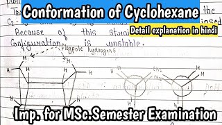 Conformation Of Cyclohexane  ChairBoat half chair twist boat conformation  Complete NotesPDF [upl. by Yelrebma]