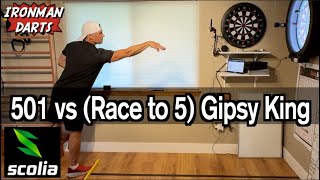 501 vs Race to 5 Gipsy King on Ironman Darts featuring Scolia Home System [upl. by Nodyarg]