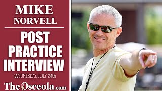 FSU football  Mike Norvell reflects on Day 1 of camp [upl. by Saiff581]