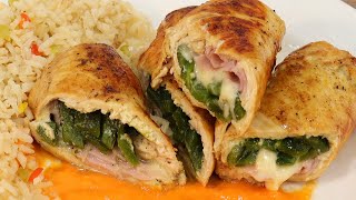 PECHUGAS RELLENAS DE RAJAS JAMÓN Y QUESO [upl. by Nuahsak667]