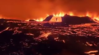 Iceland volcano eruption  Drone video [upl. by Walczak]