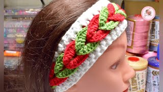 Cómo tejer un hermoso accesorio para dama tricolor  crochet  tiara  merry cardciel [upl. by Otto]