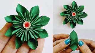 Handmade Crafts  How to Make Ribbon Flowers  Easy Flower Making  Satin Ribbon Flower Trick [upl. by Airotciv]