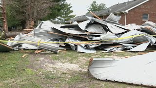 Corydon Indiana residents clean up damage after Wednesday night storms [upl. by Aligna137]