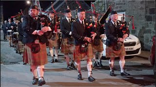 Comrie Pipe Band march in playing Col Forbes of Corse in Comrie for Bonfire Night Celebrations 2021 [upl. by Adnarom]