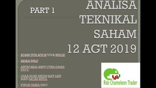 Analisa teknikal saham untuk 12 agustus 2019 PART 1 [upl. by Ydurt461]