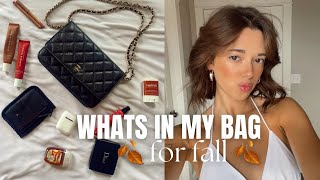 WHATS IN MY BAG FOR FALL 🧸🍂 whats in my chanel purse for autumn luxury bag essentials [upl. by Dnalhsa979]