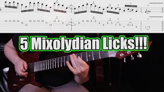 5 AWESOME Mixolydian Licks w Onscreen Tabs [upl. by Ja]