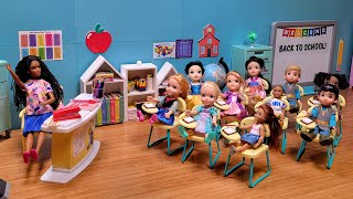 First day of school 2023  Elsa amp Anna toddlers  Barbie is the new teacher  classroom fun [upl. by Arda]