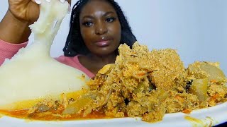 Asmr mukbang assorted meat egusi soup with cassava fufu [upl. by Sutton]