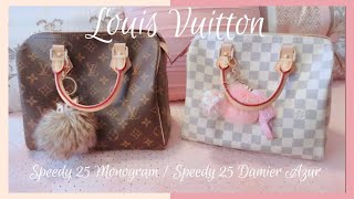 LOUIS VUITTON SPEEDY COMPARISON  Speedy 25 Monogram VS Speedy 25 Azur ☆ [upl. by Iolande221]