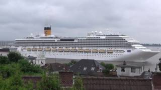 Costa Pacifica departs Hamburg passing Blankenese [upl. by Qiratla246]