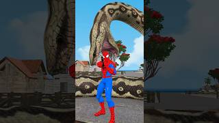 Dinosaurs Trex rescue SpiderMan from Giant Snake dinosaur dinosaurs spiderman [upl. by Zel]