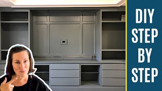 How to Paint Built In Bookshelves and Cabinets  Step by Step DIY [upl. by Petuu]