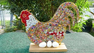 Egg Art  What To Do With Broken Eggshell Pieces  Pysanky Pysanka Ostrich Rooster Chicken [upl. by Netsirhk]