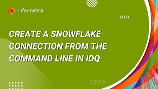 How to Create a Snowflake Connection from the Command Line in Data Quality [upl. by Gaige]