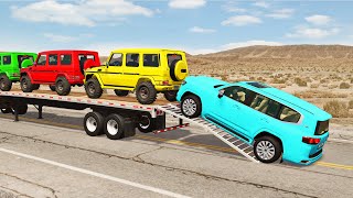 Flatbed Truck Mcqueen  Transportation with Truck  Pothole vs Car 160  BeamNGDrive [upl. by Ydde]