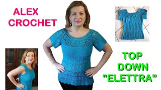 TUTORIAL MAGLIA UNCINETTO quotELETTRAquot top down facile tutte le taglie ALEX CROCHET [upl. by Ryhpez]