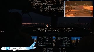 TUIfly Boeing 787 Dreamliner COCKPIT VIEW from Palma to Amsterdam NIGHT APPROACH at Schiphol [upl. by Annazus383]