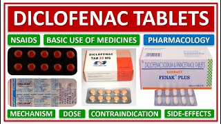 DICLOFENAC TABLETS BASIC USE OF MEDICINE DOSE MECHANISM WORKING CONTRAINDICATIONS SIDE EFFECTS [upl. by Dnaltruoc838]