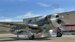 Restored WWII Republic P47 Thunderbolt quotRazorbackquot Fighter Flight Demo [upl. by Nnaeitak]