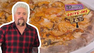 Guy Fieri Eats a Roasted CARROT Pizza  Diners DriveIns and Dives  Food Network [upl. by Adamson]