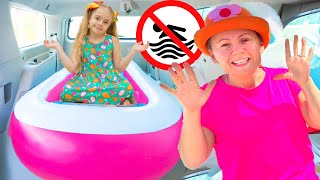 Anabella Bogdan and Mom Inflatable Pool Adventure [upl. by Marmaduke]