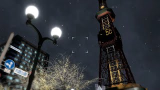 Yakuza 5  龍が如く5 Ambience  A snowy night walk through Tsukimino [upl. by Bianchi319]