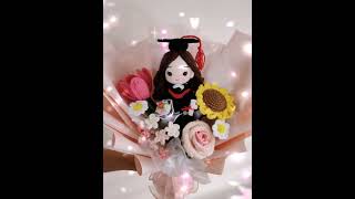 Crochet Doll Bouquet🎓💐 crochet crochetdoll crochetbouquet graduation graduationdoll [upl. by Ahsurej]