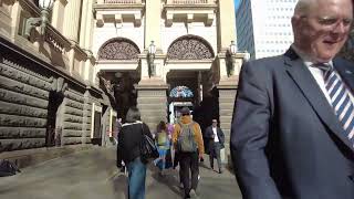 Walk along Swanston and Flinders Streets in the City of Melbourne CityWalk VisitMelbourne [upl. by Ebaj]