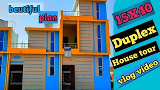 1540 beutiful duplex house plan  15X40 House front elevation design  600 sqft house tour vlog [upl. by Ennahtebazile]