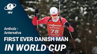 World Cup 2324 AntholzAnterselva Schiellerup first ever Danish Man at start in World Cup [upl. by Enieledam353]