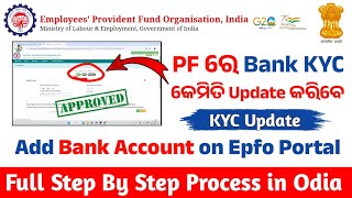 🔴How To AddUpdateLink Bank Account In PF 2024  EPFO KYC Update Online 2024 In Odia  EPFO KYC [upl. by Sukramal302]