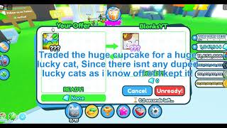 I Got Traded A Duped Huge Lucky Cat Roblox Pet Simulator X [upl. by Saloma]