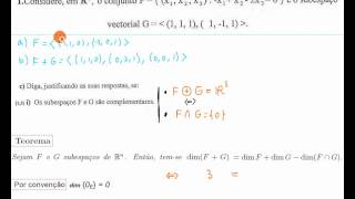 Álgebra  Subespaços Vectoriais Complementares [upl. by Uol]