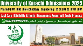 University of Karachi Admissions 2025  UOK Admission 2025  Karachi University Admission 2025 [upl. by Uball]