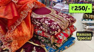 Hyderabad Wholesale Dress Materials ₹250 Pakistani Fancy Work Suits New Models [upl. by Yendirb429]