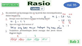 HAL 95 LATIHAN 31 NO 1 2 RASIO MATEMATIKA SMP KELAS 7 KURIKULUM MERDEKA [upl. by Philpot]