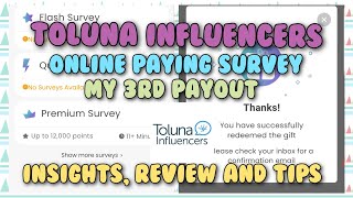 Toluna Influencers Insights Review and Tips  Online Paying Survey App  My 3rd payout [upl. by Eelrebmik471]